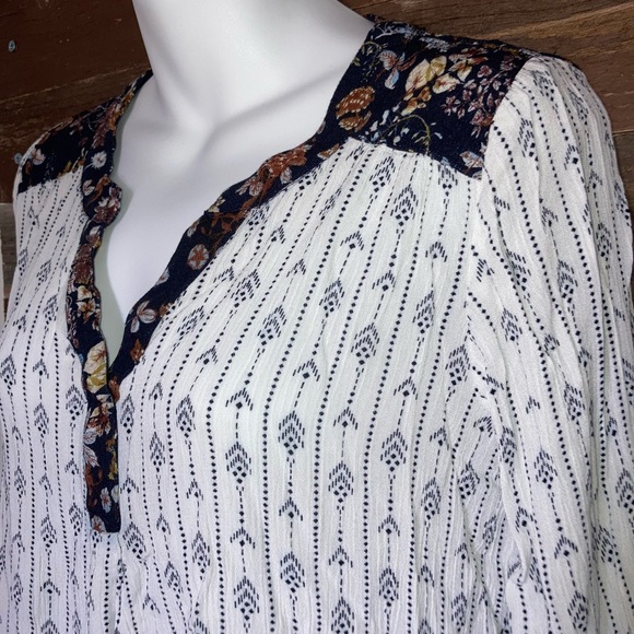 Mixed print, navy and white, tunic dress. - Picture 2 of 4